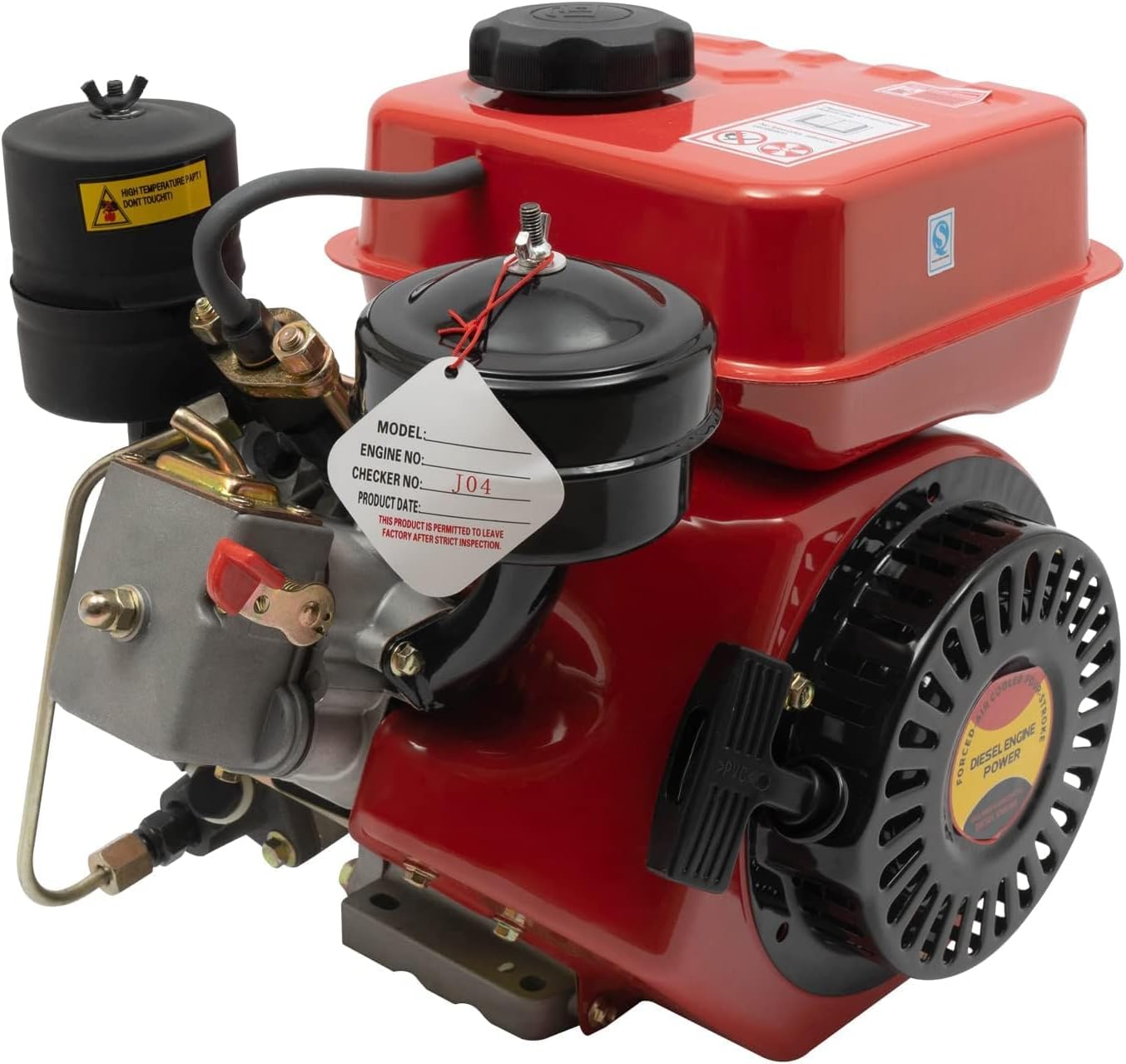 Diesel Engine, 196Cc 4-Stroke Single-Cylinder Diesel Engine, 3HP Engine with Air-Cooled Recoil Starter Systemdiesel Engine for Go-Karts, Lawnmowers, Generators, Log Cutters
