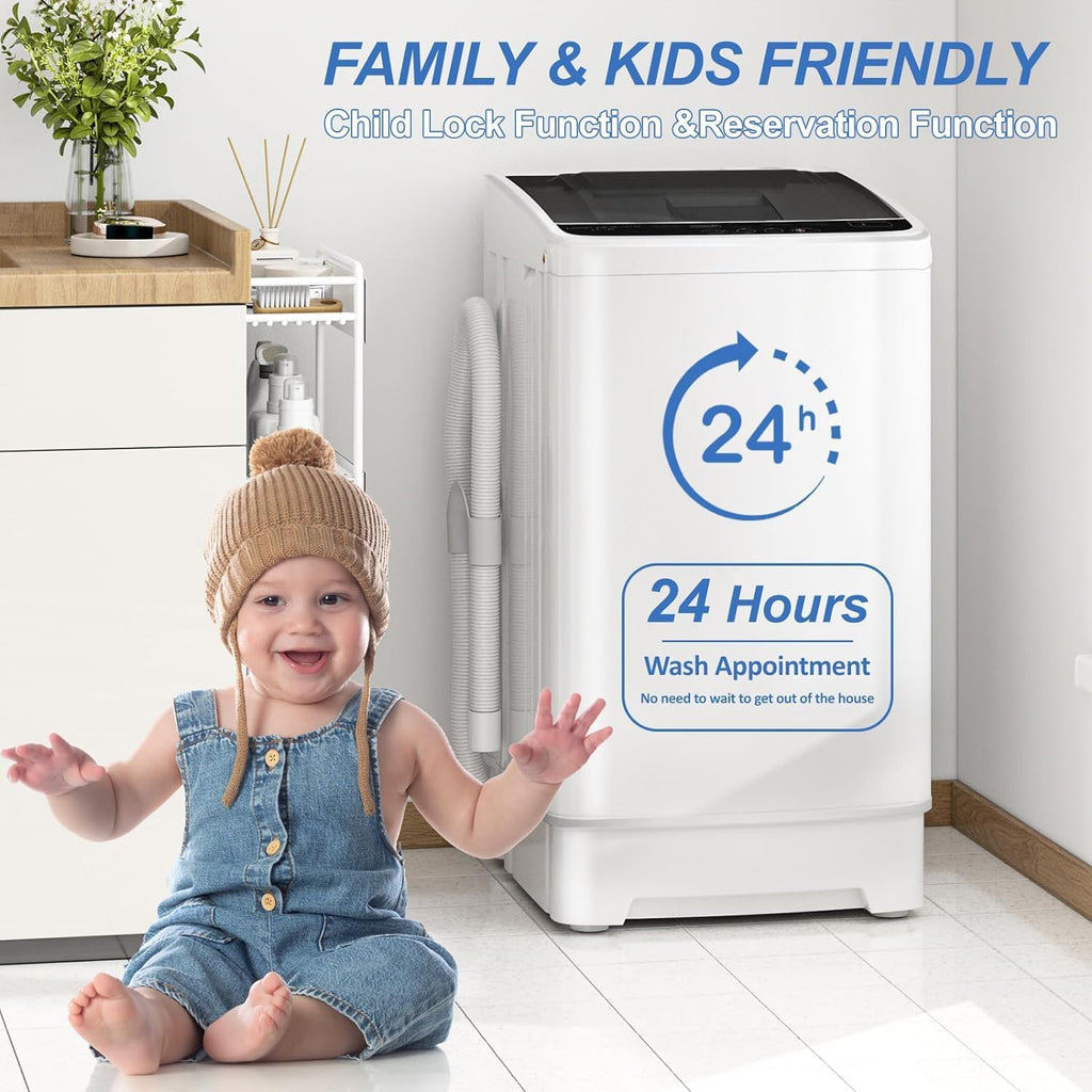 Erivess 1.9 Cu Ft Compact Washing Machine, 15 lbs Portable Washing Machine with 8 Wash Programs, Compact Laundry Washer for Homes & Apartments, Dorm, Small Spaces