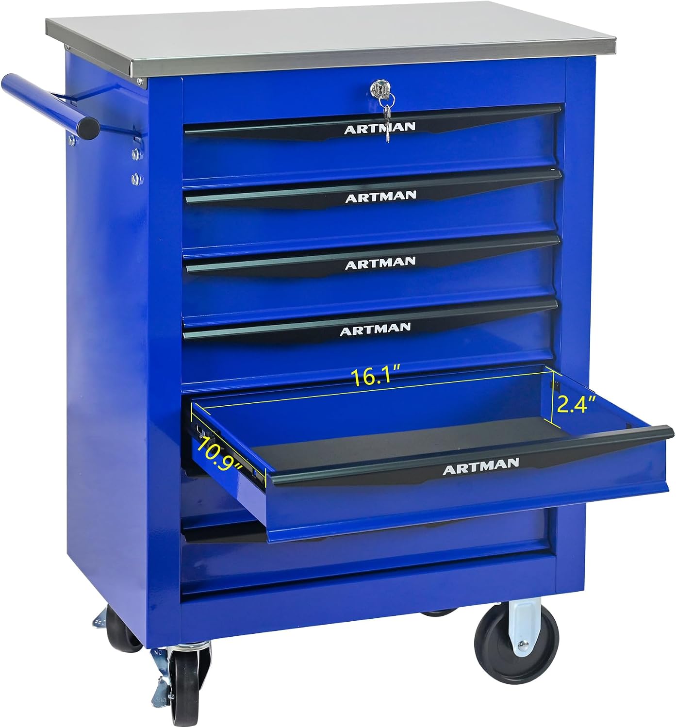 Campfun Tool Cart on Wheels 7 Drawers Rolling Tool Chest Workbench, Metal Tool Cabinet with Extra 7 Tool Storage Boxes, Tool Chest Combo Portable Mechanic Tool Cart for Garage Workshop Warehouse