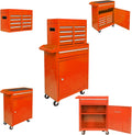 5 Drawers, Portable Rolling Box On Wheels, High Capacity Tool Chest Organizer for Garage, Workshop, Home Crafts Use Orange, Large