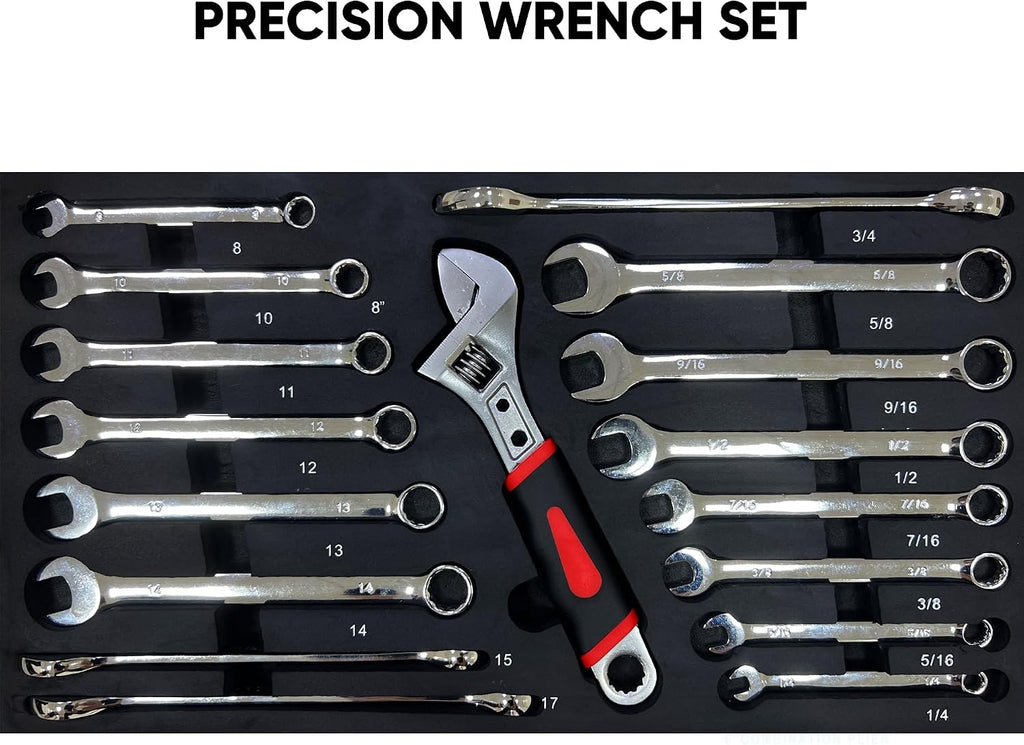 3-Drawer Tool Chest with 439-Piece Mechanics Tool Set | Heavy-Duty Steel Portable Tool Box with Complete Socket & Wrench Kit for Workshop, Garage, and Home Use (Black & Blue)