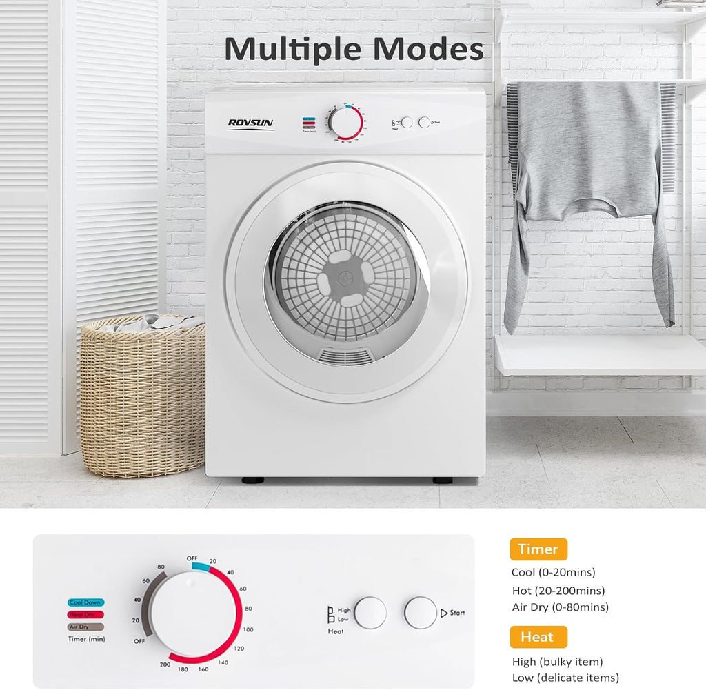 ROVSUN 1.8CuFt Portable Clothes Dryer and 17.8LBS Full-Automatic Washing Machine Set, Compact Laundry Washer and Dryer Combo Set with Stainless Steel Inner Tub, for Apartment, Dorms, Home