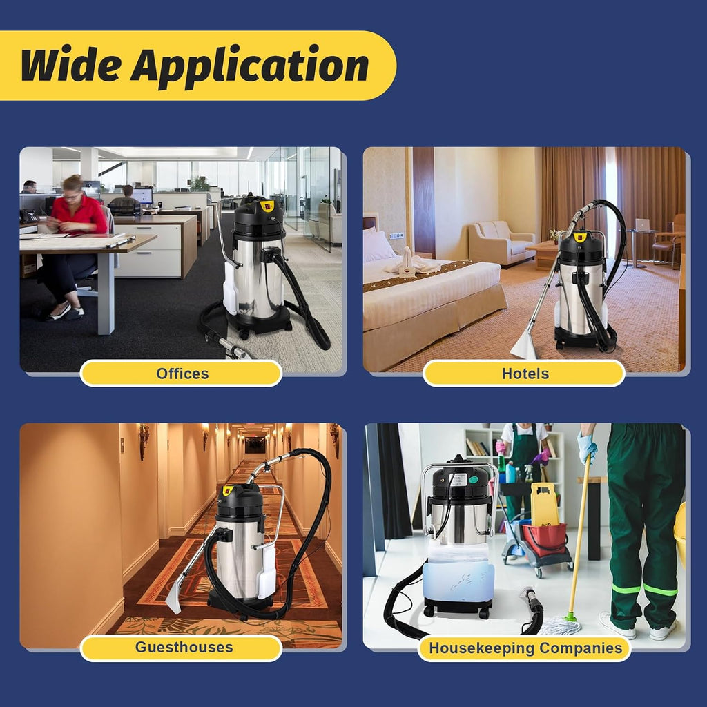 40L/11Gal Commercial Carpet Cleaner, Professional 3 in 1 Multi-Purpose Wet Dry Extractor Vacuum Washing Machine, 1034W Powerful Upholstery Cleaner Machine for Carpet Sofa Curtain