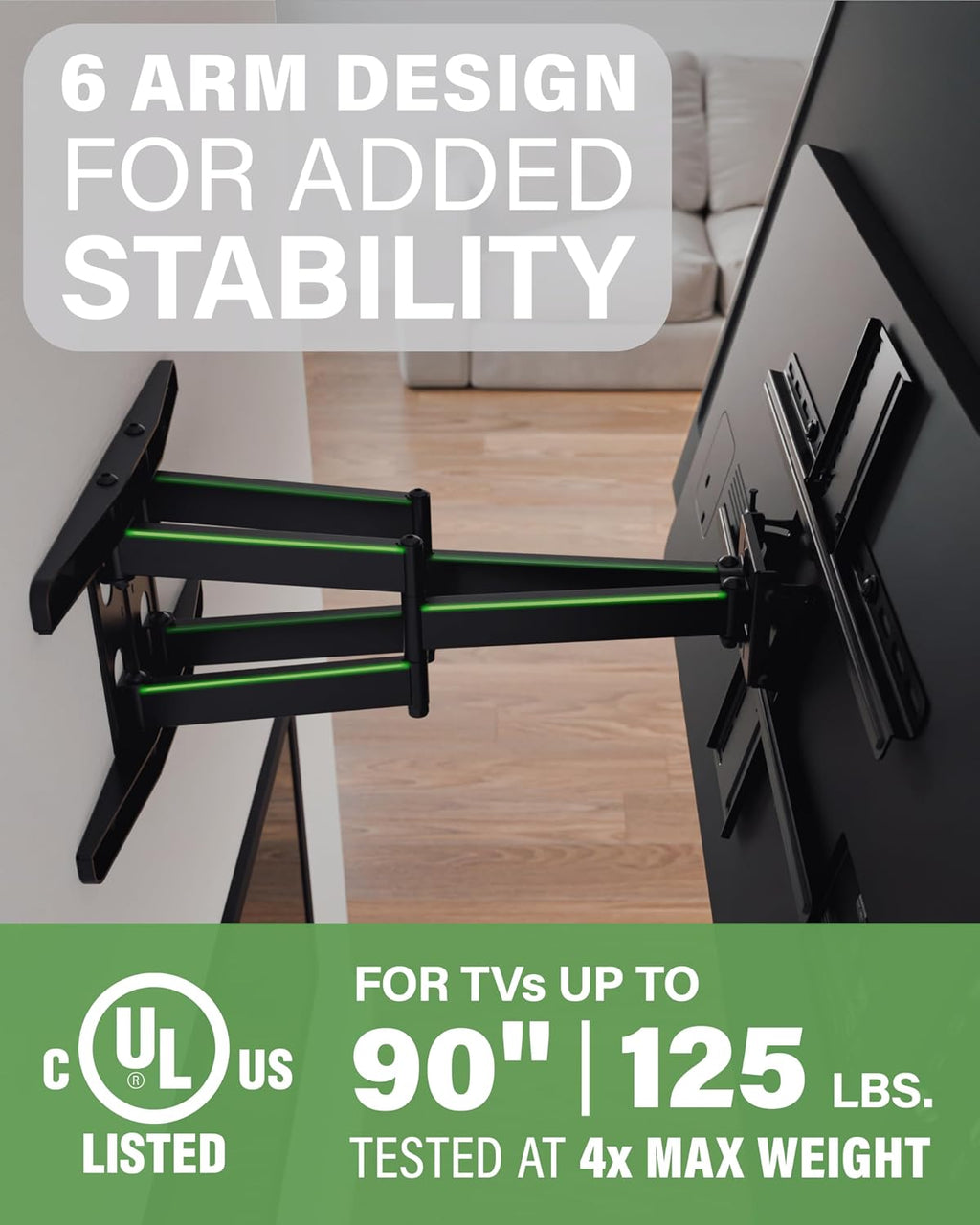 SANUS Premium Full Motion TV Mount for 42'-90' TVs - Sturdy & Smooth Extension, Swivel and Tilt for Big TVs - Universal Design Fits Samsung, LG, Vizio, TCL & More - Easy Installation -OLF22