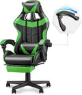 Soontrans Green Gaming Chairs with Footrest,Ergonomic PC Computer Game Chair,Home Office Desk Chair with Headrest and Lumbar Support Gamer Chair for Adult