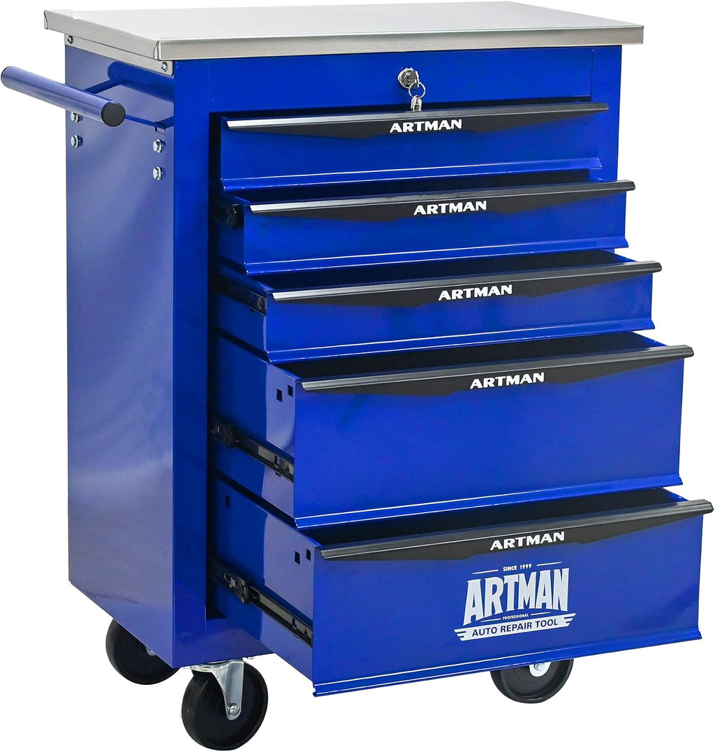 Campfun Tool Cart on Wheels 5 Drawers Rolling Tool Chest Workbench, Metal Tool Cabinet with Extra 7 Tool Storage Boxes, Tool Chest Combo Portable Mechanic Tool Cart for Garage Workshop Warehouse