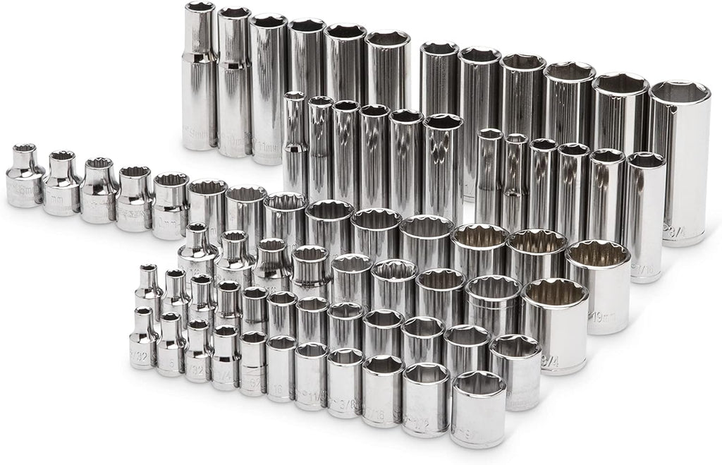 Crescent 84 Piece 1/4' & 3/8' Drive 6 & 12 Point Standard & Deep SAE/Metric Mechanics Tool Set - CTK84C
