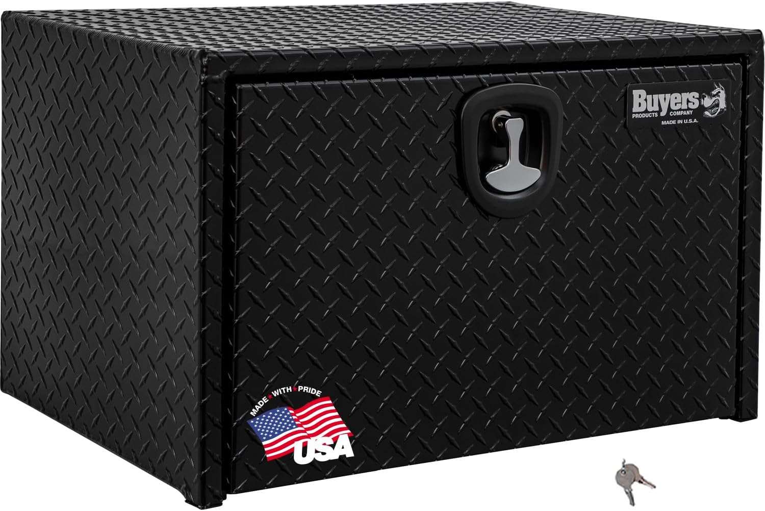 Buyers Products 1725100 Black Diamond Tread Aluminum Underbody Truck Tool Box, 18 x 18 x 24 Inch, Made In The USA, Truck Box For Storage & Organization, Durable Job Box for Truck