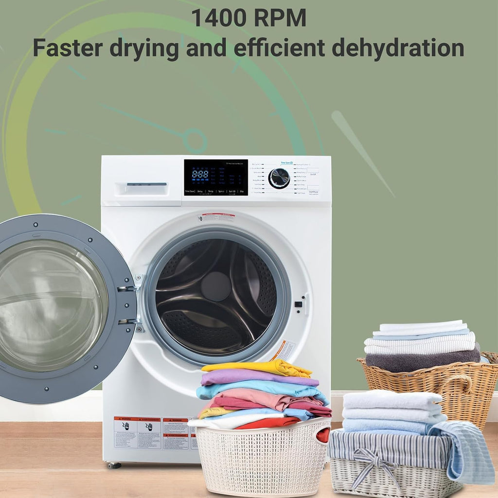 2.7 Cu.Ft All-in-One Washer and Dryer Combo, 24' Front Load Ventless Washer Dryer with 26.5 Lbs Loading Capacity, Compact Size, LED Display, Child Lock, White