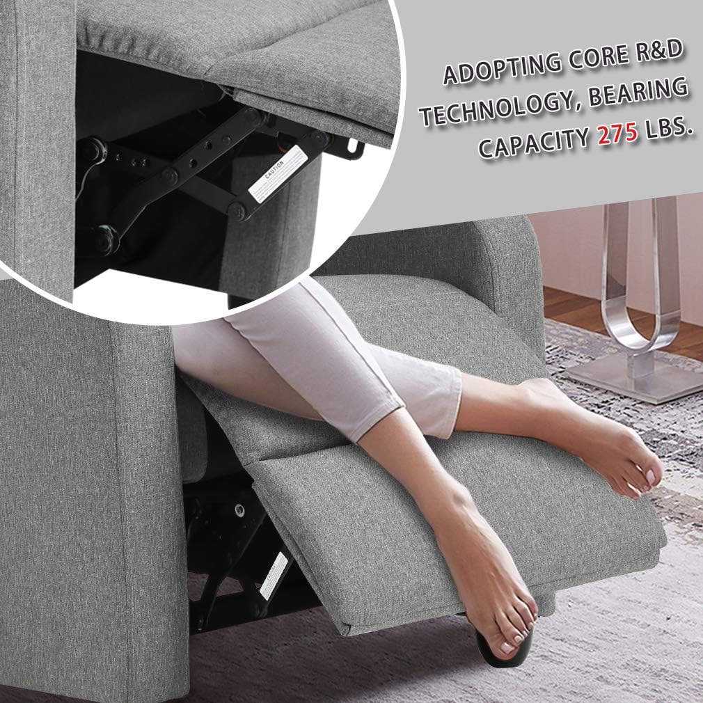BestMassage | Recliner Chair | with 2 Point Massage Function | Textile Grey | with Lumbar Support, Adjustable Push Back, Footrest & Padded Seat | Easy Assembly | for Living Room, Home Theatre