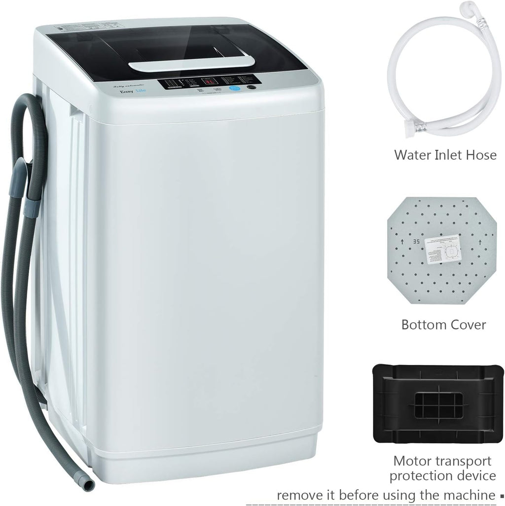 Giantex Full Automatic Washing Machine, 2 in 1 Portable Laundry Washer, 8.8lbs Washer and Spinner Combo, 1.04 cu.ft 10 Programs Built-in Drain Pump, Energy Saving Top Load for Apartment Dorm