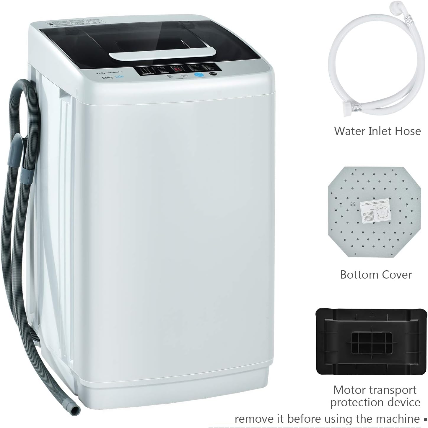Giantex Full Automatic Washing Machine, 2 in 1 Portable Laundry Washer, 8.8lbs Washer and Spinner Combo, 1.04 cu.ft 10 Programs Built-in Drain Pump, Energy Saving Top Load for Apartment Dorm