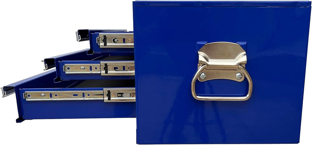 Workington Industrial 3 Drawers Portable Metal Intermediate Box, 26' Middle Tool Chest Cabinet with Ball Bearing Drawer Slides, Steel Tool Storage Box Organizer 4009 Blue