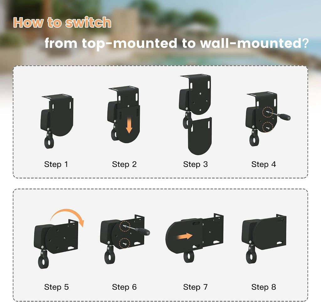 VICLLAX Outdoor Roller Shade (9' W×8' L), Patio Cordless Roller Blinds, Exterior Roll Up Shade with Spliced Design for Patio Porch Gazebo, Mocha