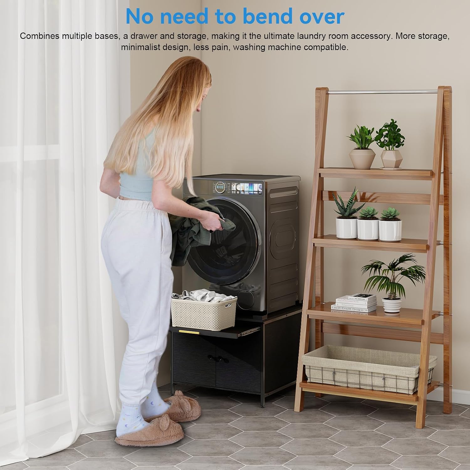 ZealWe 2 Pack Laundry Pedestal for Washer and Dryer, Heavy Duty 24' Universal Washing Machine Stand with Adjustable Feet and 4 Panel Corner, 700LBS Capacity, Fit Anti-Vibration Design, Set of 2