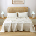 S VICTORY SYMBOL 100% Organic Linen Sheets Set Twin XL,Pure Natural French Linen Bed Sheets 3pcs,Beathable and Durable,Deep Pocket Bedding,Creamy White