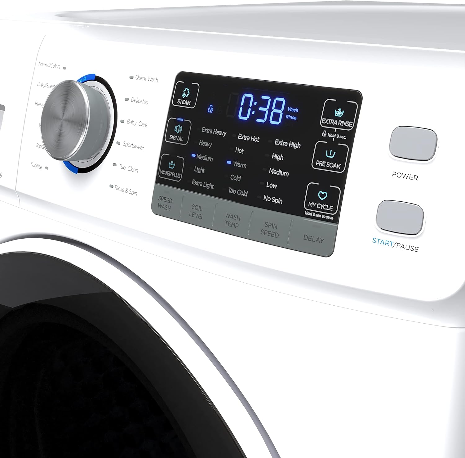 KoolMore 27' Front Load X-Large 4.5 Cu. Ft. Washing Machine with Quiet Inverter Motor, Steam and Water Plus Functions, 20-Minute Quick Wash, and 12 Washing Cycles [White] [120V] (FLW-5CWH)