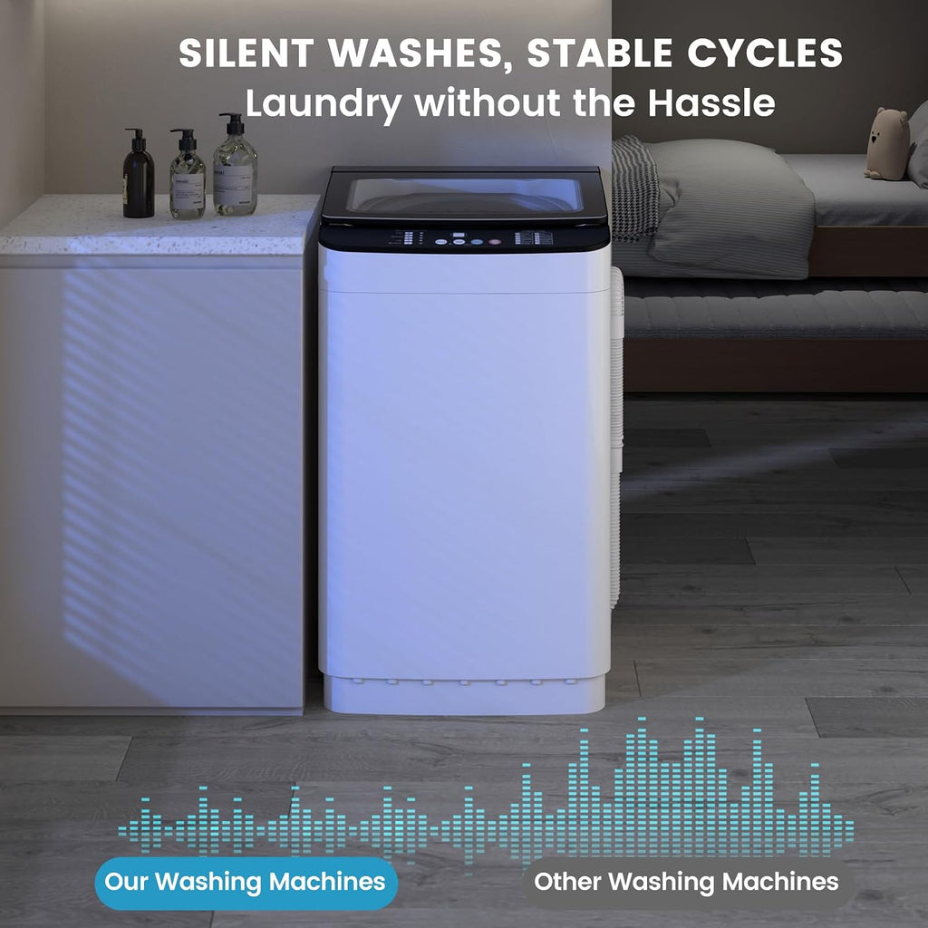 Zynkez 28lbs Portable Washing Machine, Fully Automatic Washing Machine with LED Display, 10 Wash Cycles, 26 Mins Quick Wash, 24H Delay Start, Large Washer and Spin Dryer Combo with Drain Pump for Home