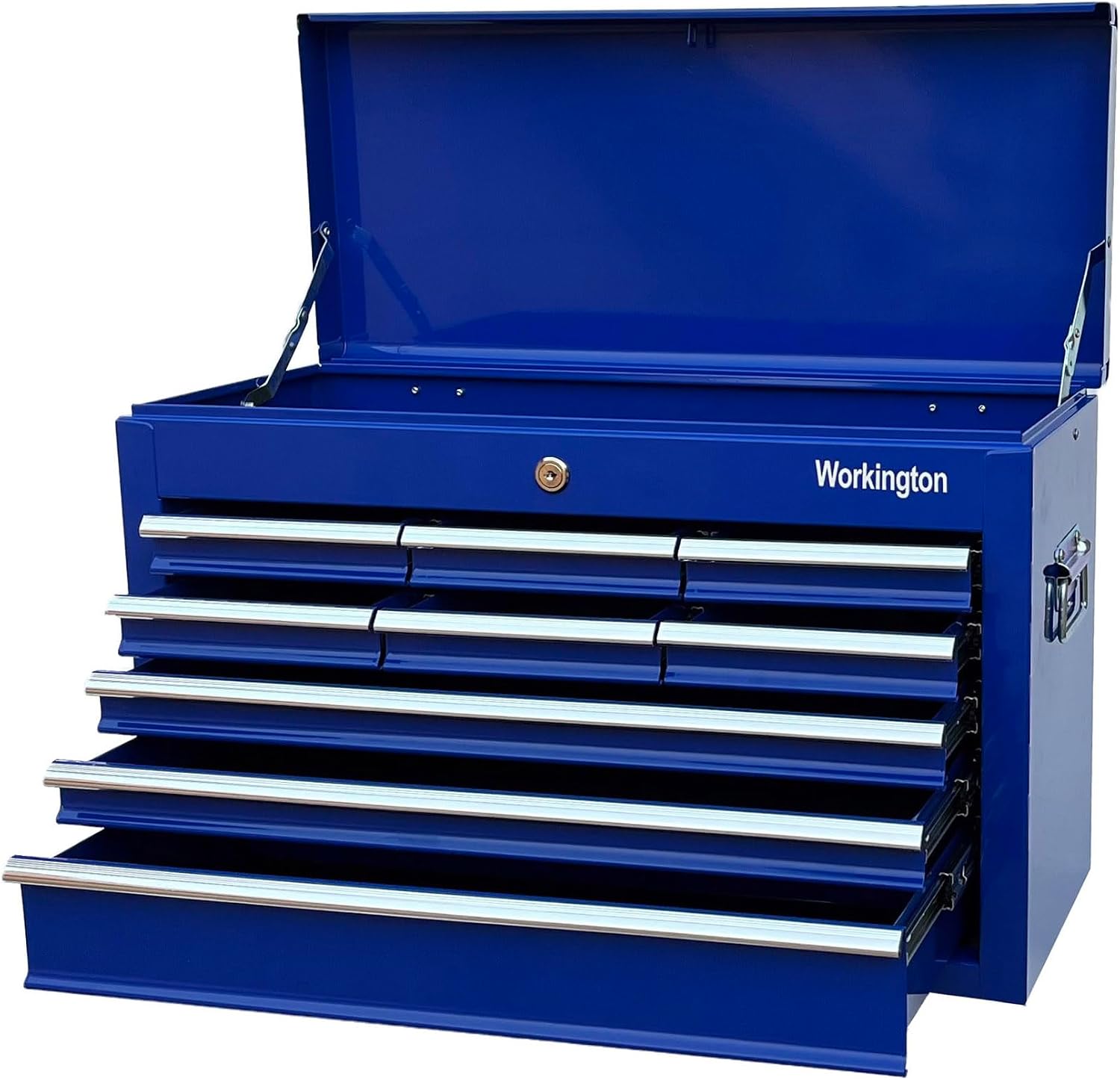 Workington Portable Metal Tool Chest with 9 Drawers, 24' 9-Drawer Tool Chest Cabinet with Ball Bearing Drawer Slides, Steel Tool Storage Box Organizer 4006 Blue