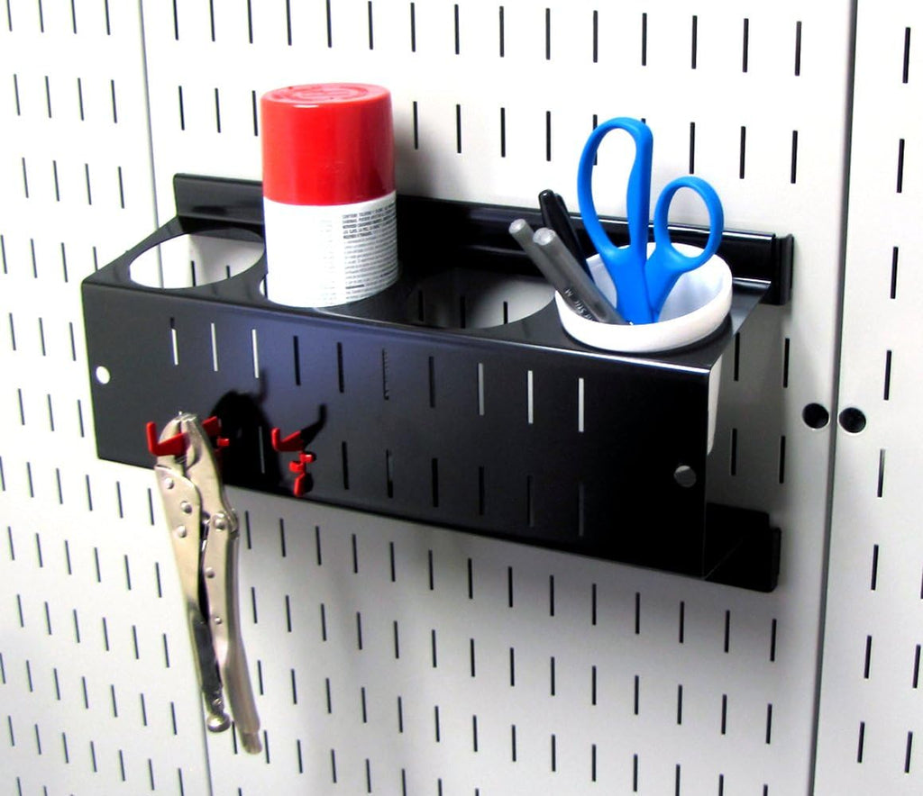 Wall Control Pegboard Spray Can Holder Bracket and Aerosol Can Organizer Pegboard and Slotted Tool Board - Black (Pack of 6)