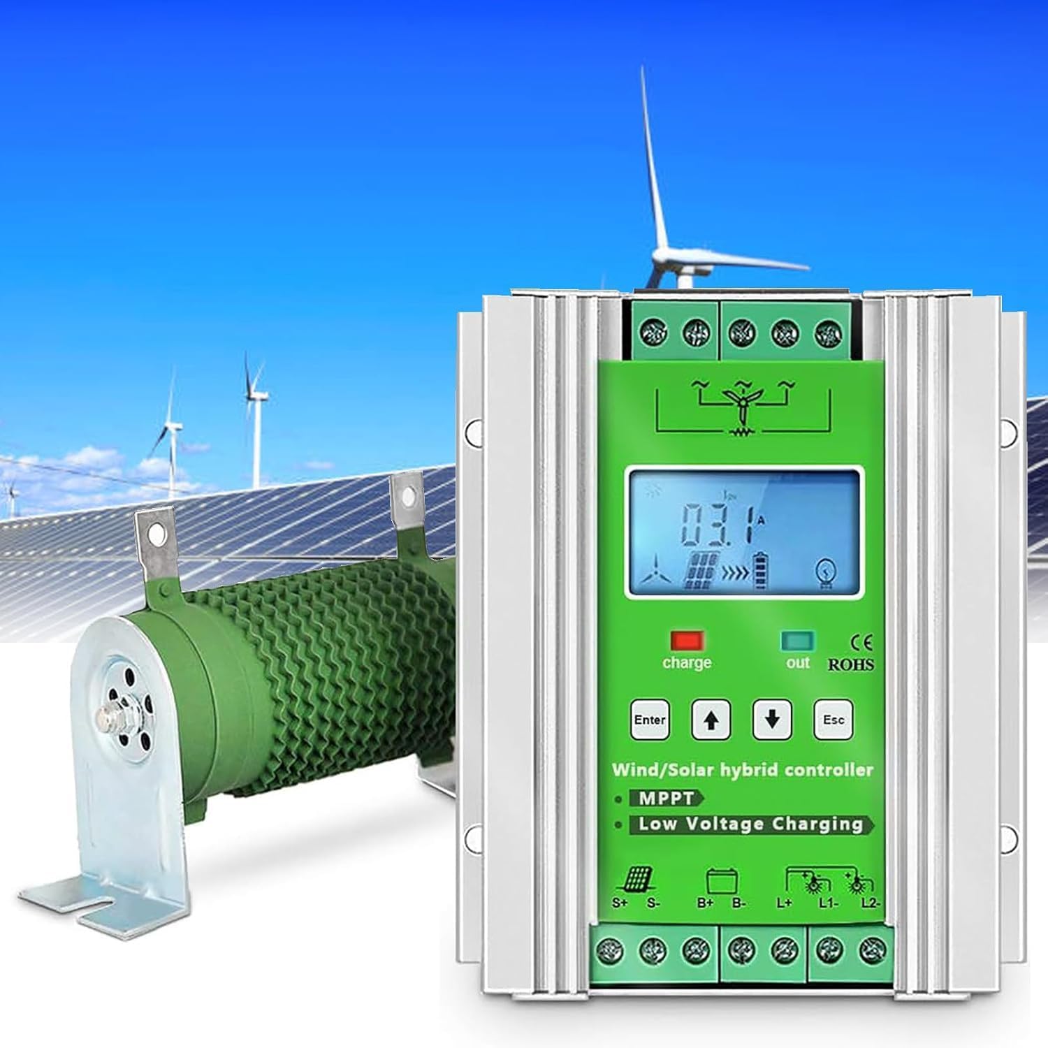 3000W Wind Solar Hybrid Charge Controller for Max 2000W Wind Turbine Generator 1000W Solar Panel Auto MPPT Charge