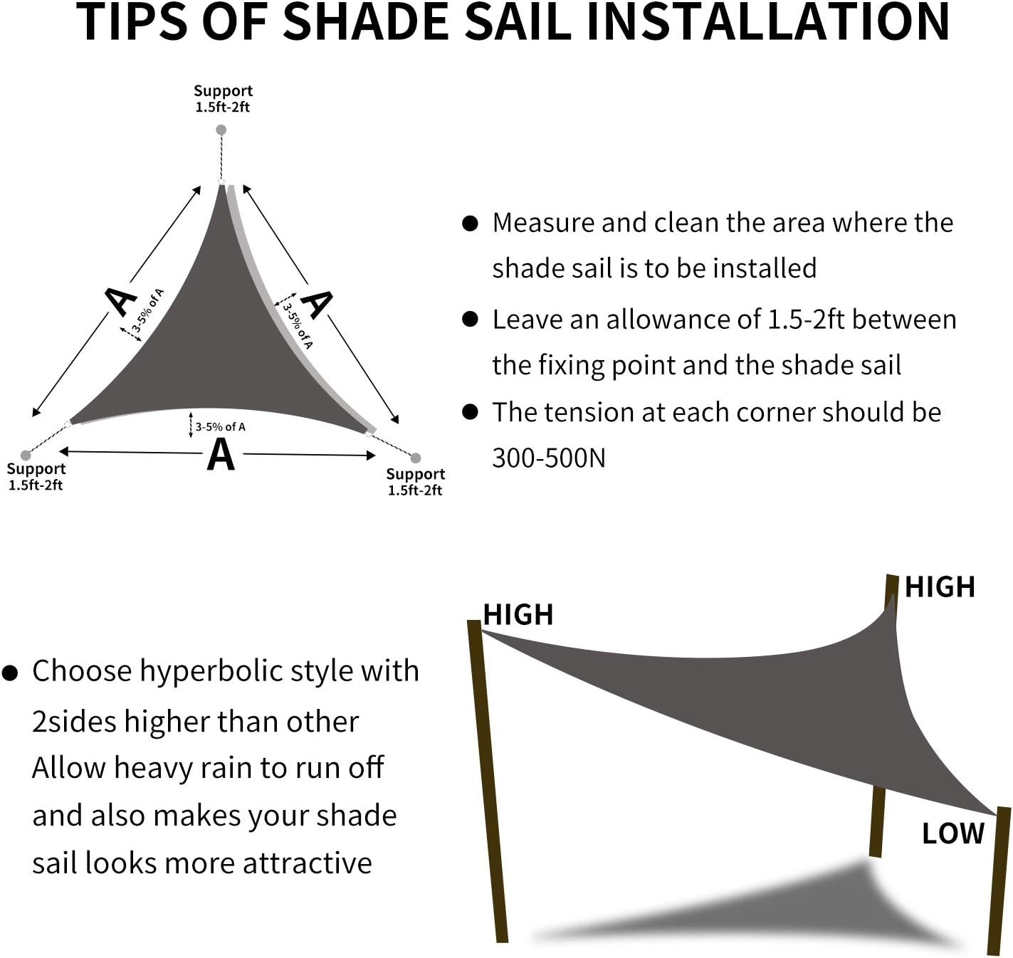 Terylene Waterproof Sun Shade Sail UV Blocker Sunshade Patio Equilateral Triangle Knitted 220 GSM Block Fabric Pergola Carport Awning 12' x 12' x 12' in Color Orange