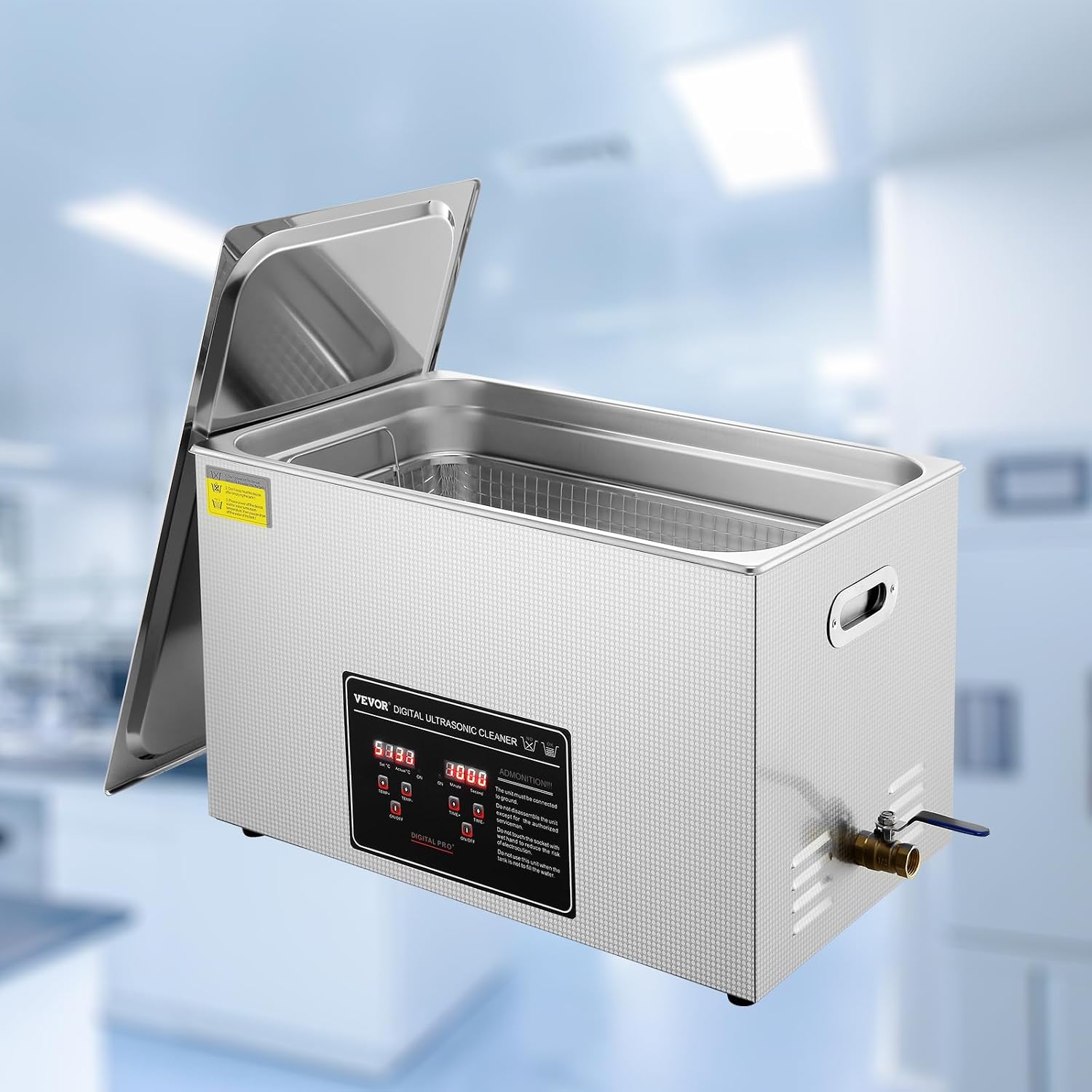 VEVOR Ultrasonic Cleaning with Digital Timer & Heater, Professional Ultra Sonic Jewelry Cleaner, Stainless Steel Heated Cleaning Machine for Glasses Watch Rings Small Parts Circuit Board (30L)