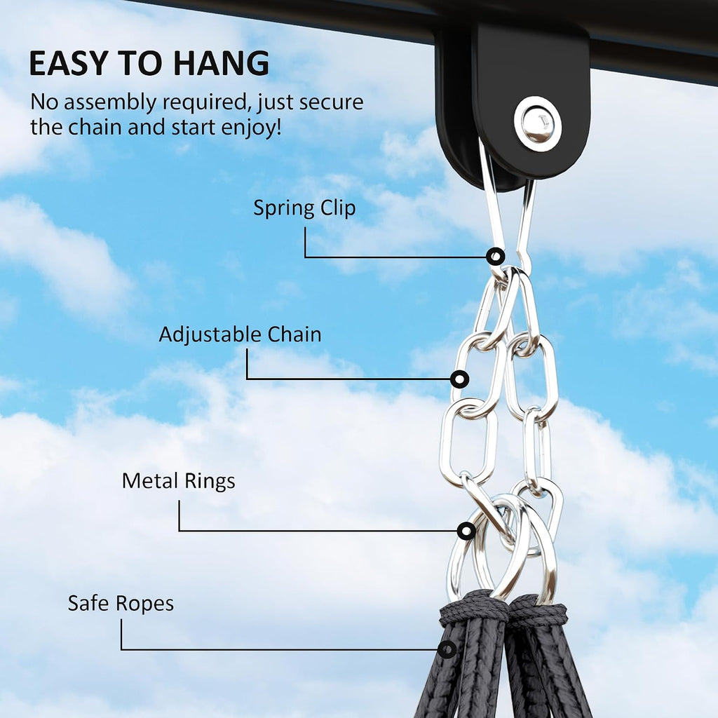 Dark Gray Hammock Hanging Swinging Chair, for Bedroom, Porch, Hanging Chair, Hammock Chair Swing Chair for Bedroom, Patio, Balcony,Swing Chair with Hanging, Chair for Bedroom Indoor Outdoor