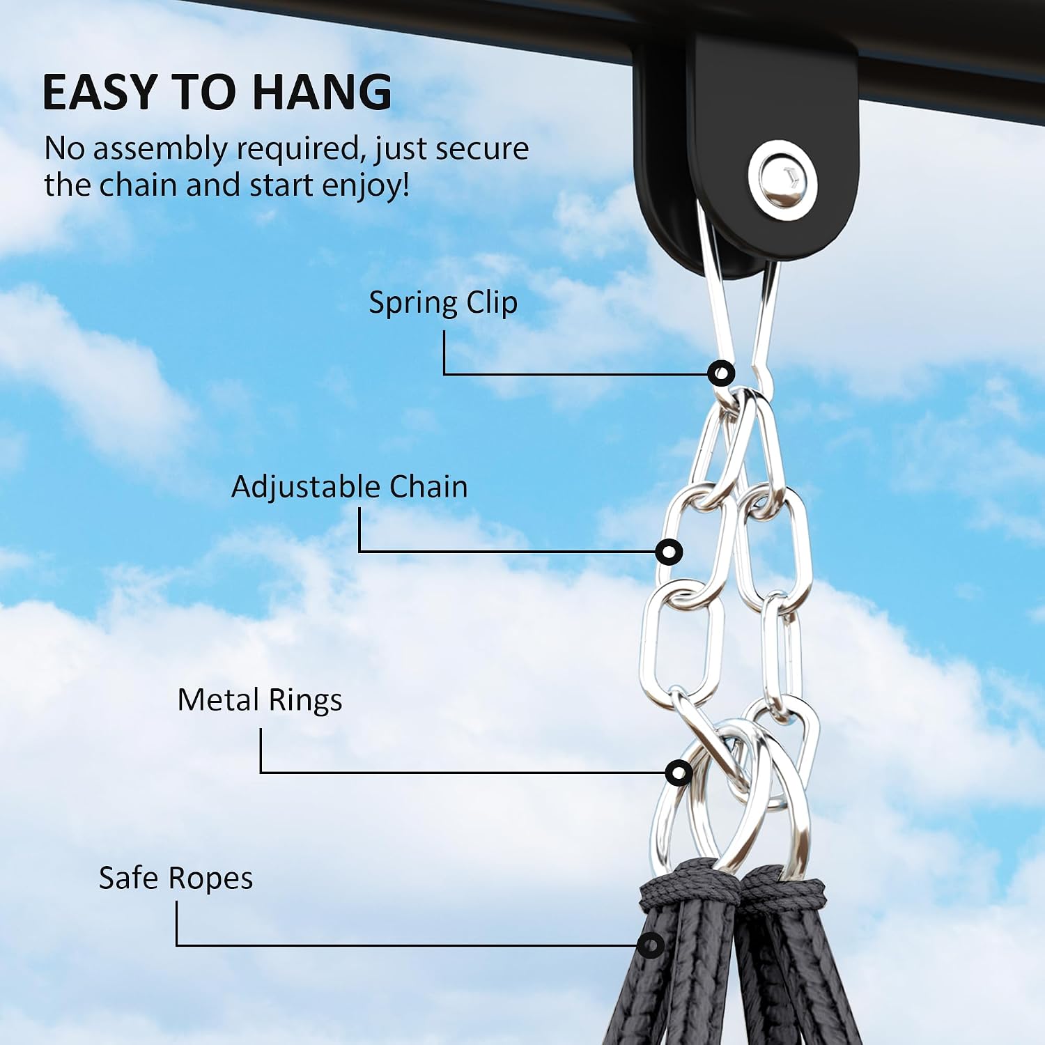Dark Gray Hammock Hanging Swinging Chair, for Bedroom, Porch, Hanging Chair, Hammock Chair Swing Chair for Bedroom, Patio, Balcony,Swing Chair with Hanging, Chair for Bedroom Indoor Outdoor