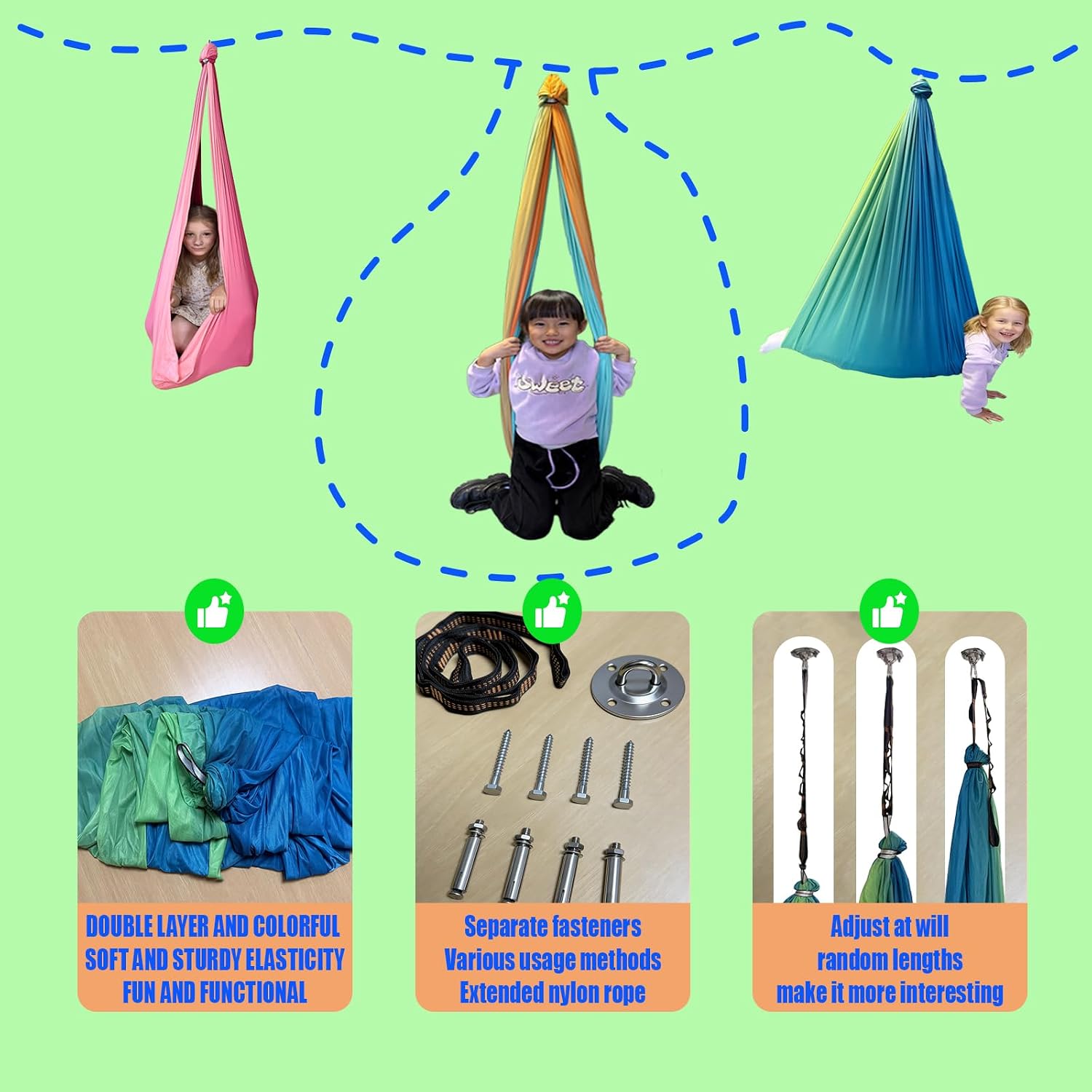 Swing Stand Frame with Sensory Pod Swings and Chair,X-Shaped Swing Set，Heavy-Duty Metal Hammock Chair Stand，Kids & Adults, Indoor Outdoor 330LBS(Green)