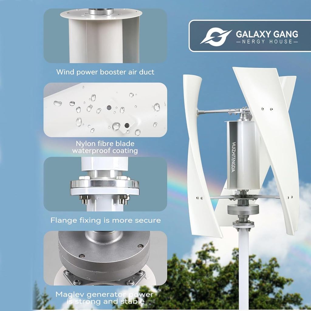 12V 24V 48V Small Vertical Axis Wind Turbine Generator with MPPT Low Noise Windmill for Farm,3 Blades Vertical Levitation Upright Wind Generator(3000W)