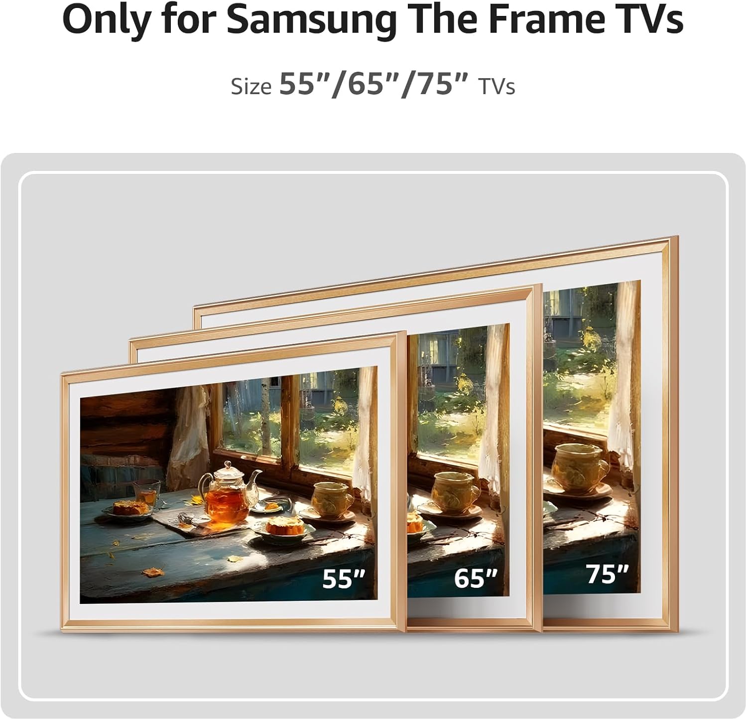 TV Frames 55' Deco Alloy Bezel Only for Samsung The Frame TVs, Modern & Minimalist Styles from TV to Art, Interchangeable Bezels for Home Decor, Easy Installation (Fits 2021-2025 Frame TVs)