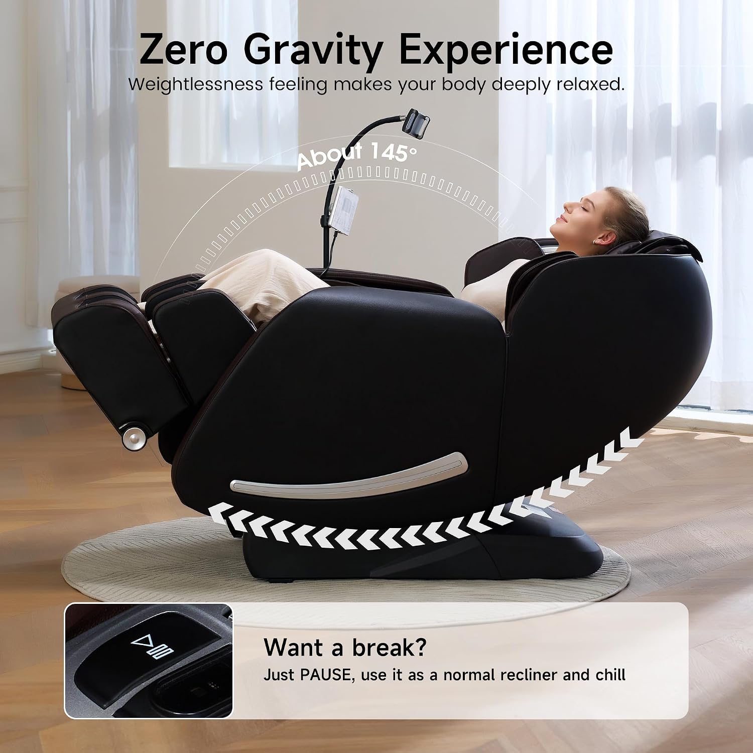 Real Relax Massage Chair Full Body with Unique Phone Controller,Heart and Blood Measurement, Zero Gravity 3D SL-Track Recliner with APP Control, Child Lock,Pause Button, Back Pad, Favor-06, Dark Brown