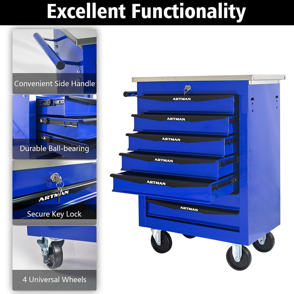 Campfun Tool Cart on Wheels 7 Drawers Rolling Tool Chest Workbench, Metal Tool Cabinet with Extra 7 Tool Storage Boxes, Tool Chest Combo Portable Mechanic Tool Cart for Garage Workshop Warehouse