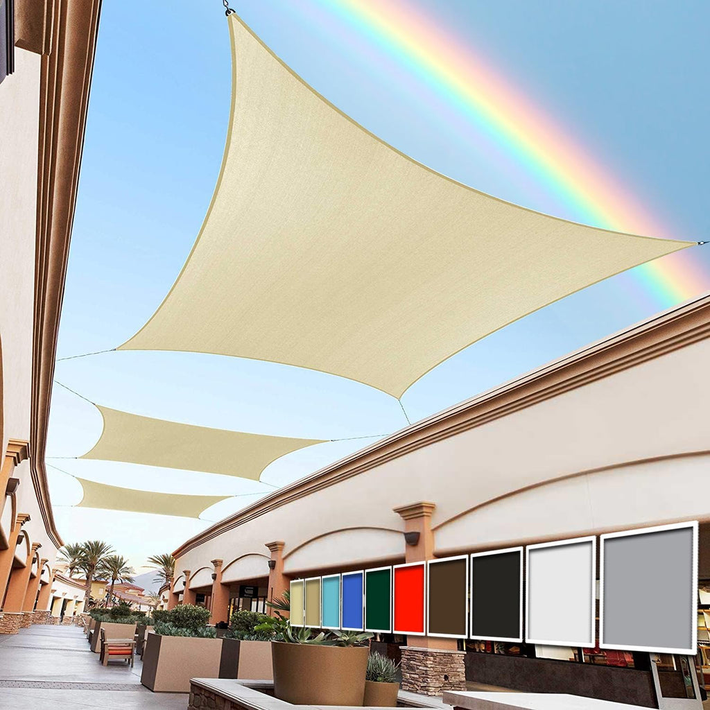 Royal Shade 12' x 20' Beige Rectangle Square Sun Shade Sail Order to Make RTAPR0816 Canopy, UPF50+ 95% UV Blockage, 200GSM Commercial Standard Heavy Duty, 3 Years Warranty (We Make Custom Size)