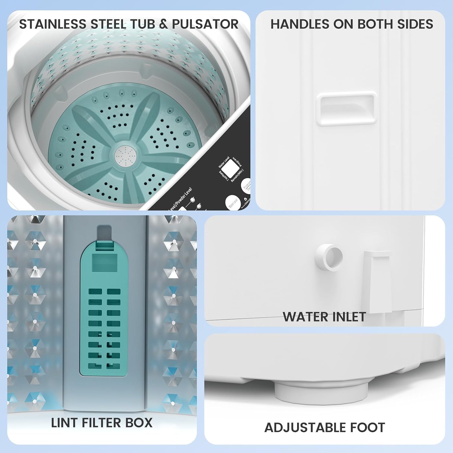 Zynkez 35 lbs Washing Machine, Fully Automatic Portable Washer with 12 Wash Cycles, 8 Water Levels, 24H Delay Start, Lagre Washer and Spin Dryer Combo with Drain Pump for Apartment Home