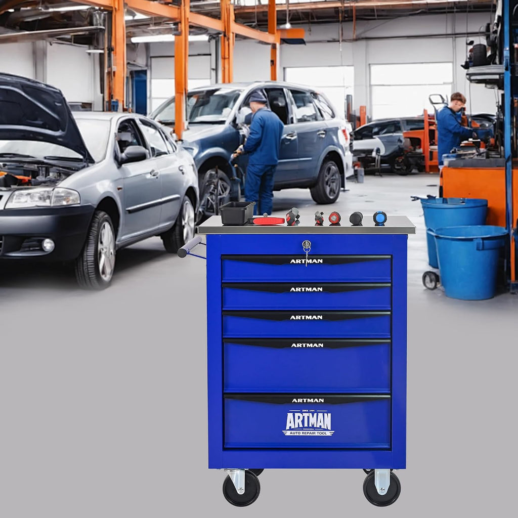 Campfun Tool Cart on Wheels 5 Drawers Rolling Tool Chest Workbench, Metal Tool Cabinet with Extra 7 Tool Storage Boxes, Tool Chest Combo Portable Mechanic Tool Cart for Garage Workshop Warehouse