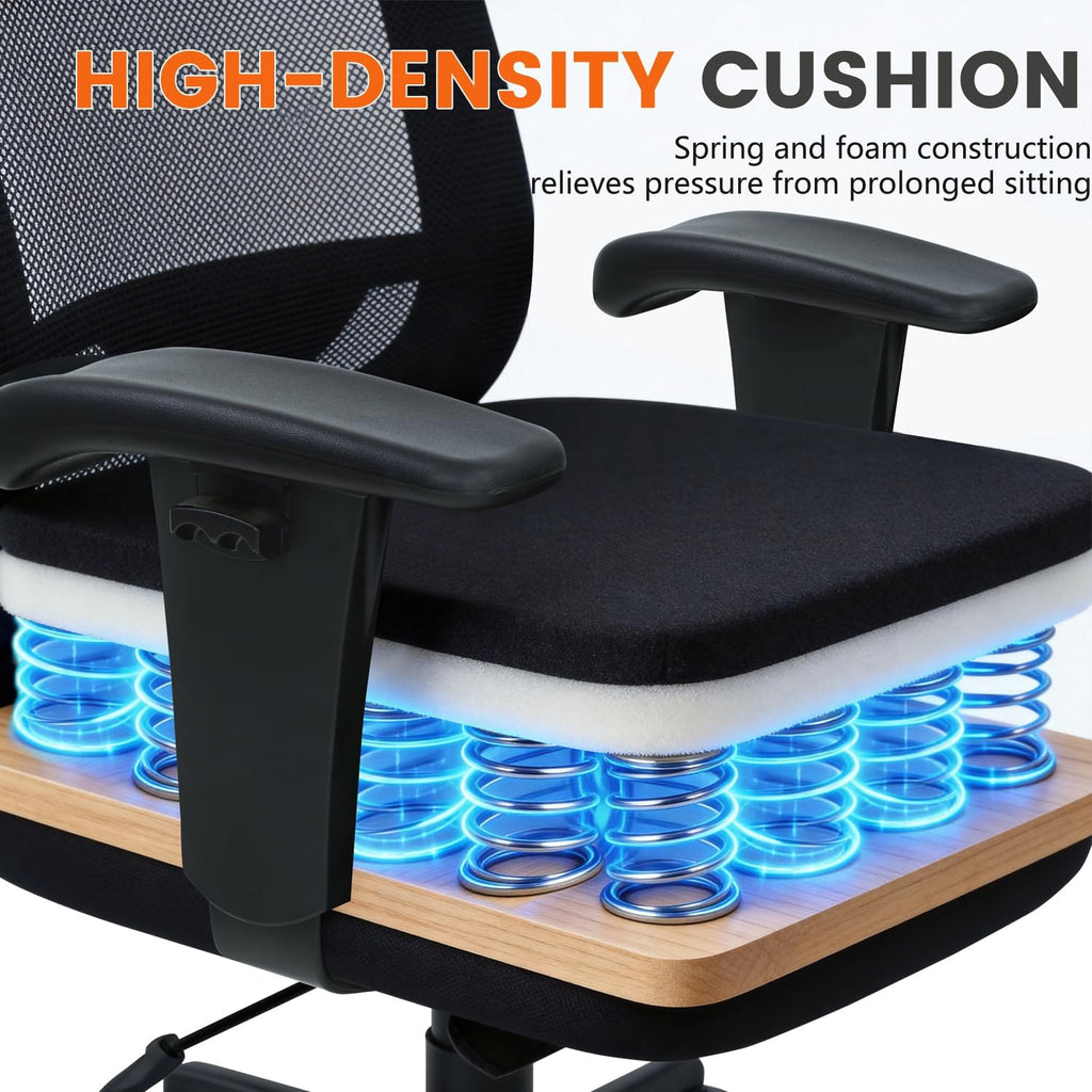 Big and Tall Office Chair 400lbs Wide Seat Desk Chair Computer Chair with Lumbar Support Adjustable Arms Task Rolling Swivel Mesh Executive High Back Ergonomic Chair for Adults Women,Black