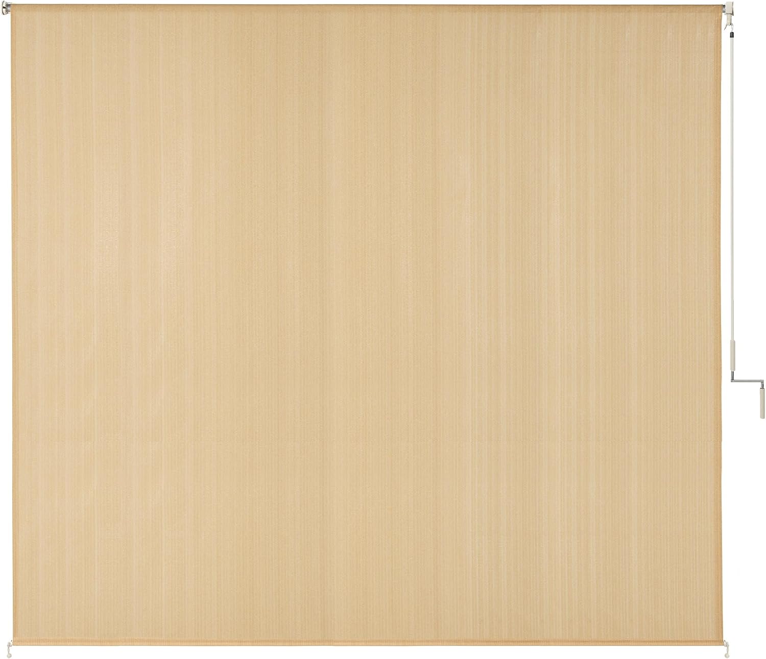 DIFY 10 * 8FT Outdoor Roller Shade, Cordless Patio Roller Up Blinds for Yard Deck Porch, Wand Crank Operation, Wheat