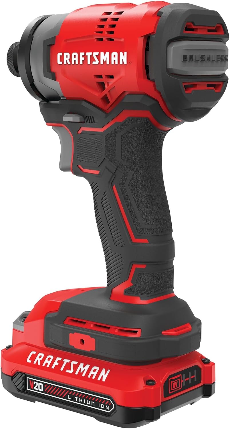 CRAFTSMAN V20 Cordless Impact Driver Kit, 1/4 inch, Battery and Charger Included (CMCF810C1)
