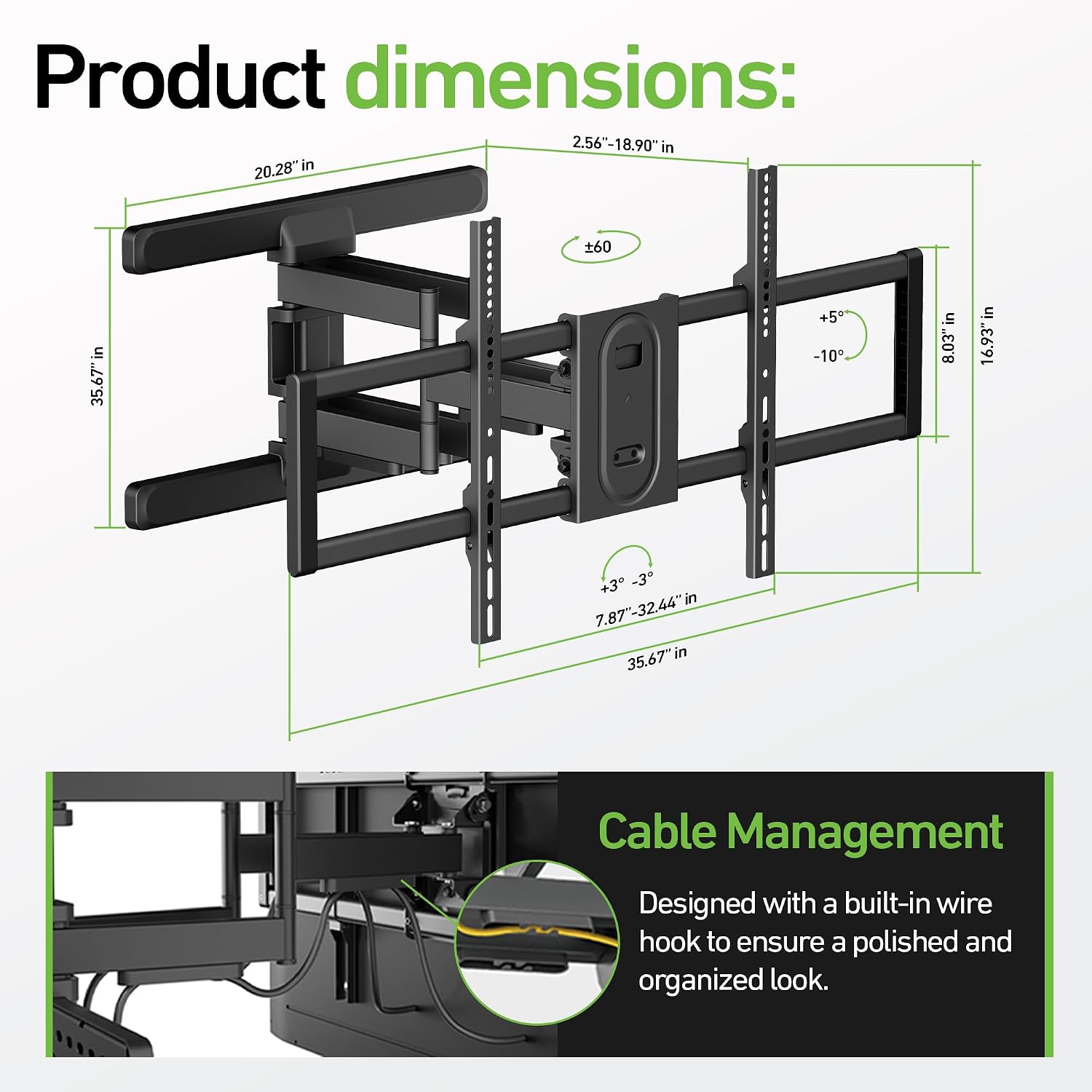 Heavy Duty Dual Arm Articulating TV Wall Mount Bracket for Samsung The Frame 2024 (LS03D) QN55LS03D 55 Inch TV - Tilt & Swivel with Reduced Glare