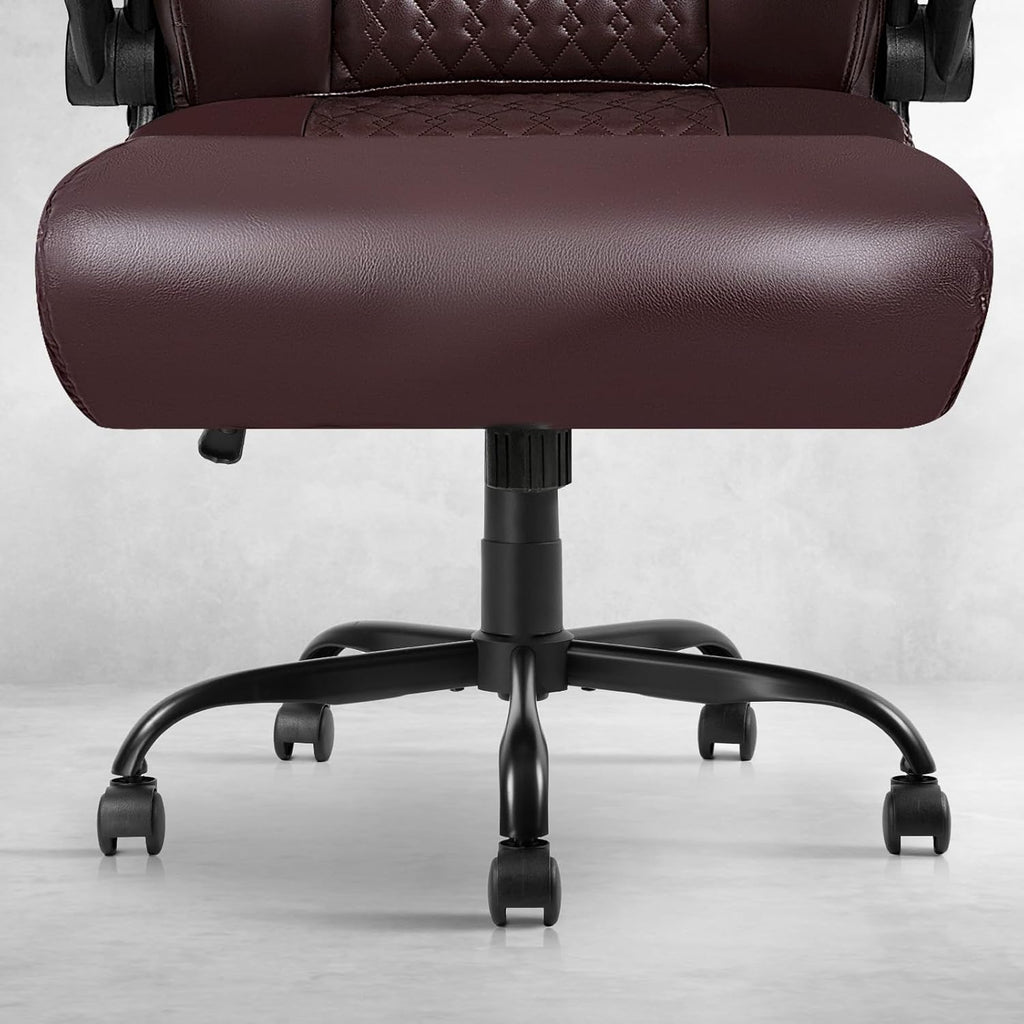 VITESSE Executive Office Chair,Heavy Duty Office Chair with Flip up Armrest,Ergonomic High Back Computer Gaming Chairs Home 400lbs, Big and Tall with Lumbar Support（Brown）