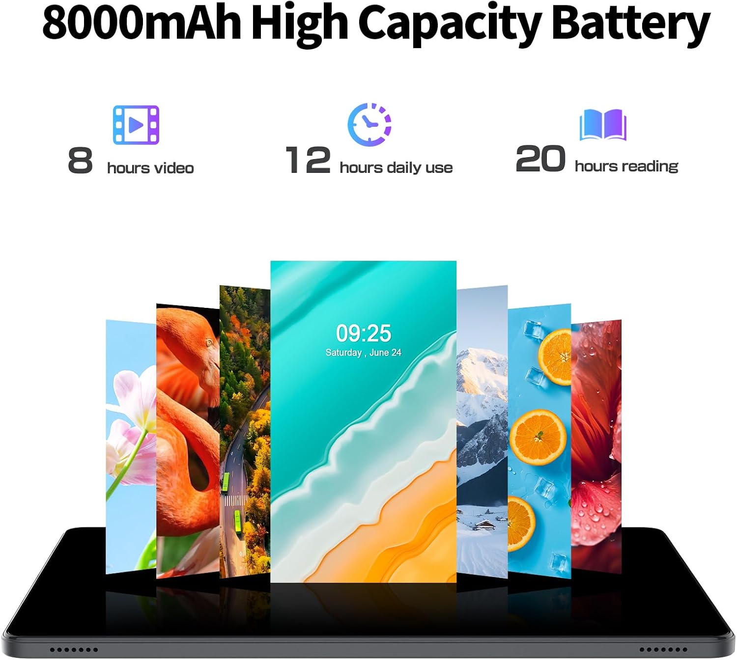 PRITOM 11'' Tablet, TAB15 Tablet Android 14, Octa-Core, 128 GB, FHD IPS Display, 5GHz WiFi6, 8000mAh Long Battery Life, Bluetooth, Double Box Speakers, Solid Gray, with Leather Case