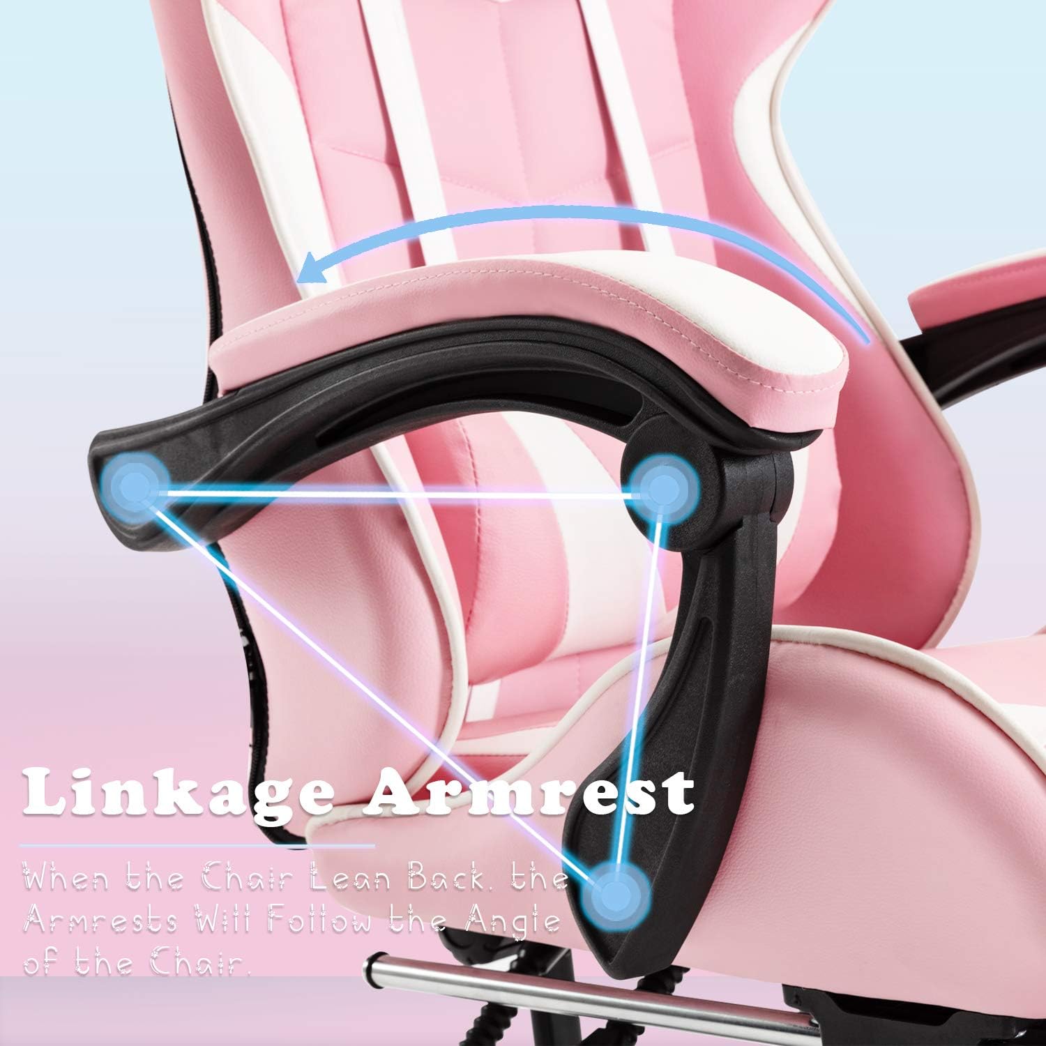Soontrans Pink Gaming Chairs with Footrest,Ergonomic PC Computer Game Chair,Lovely Home Office Desk Pink Chair with Headrest and Lumbar Support Gamer Chair for Girls