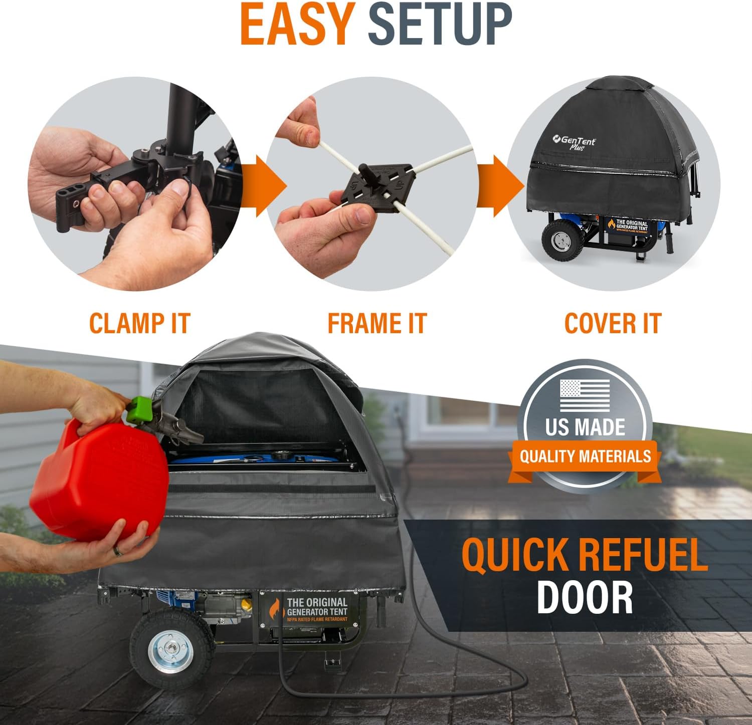 GenTent Open Frame Running Cover – Universal Kit Generator Tent (Black, Original - Plus)