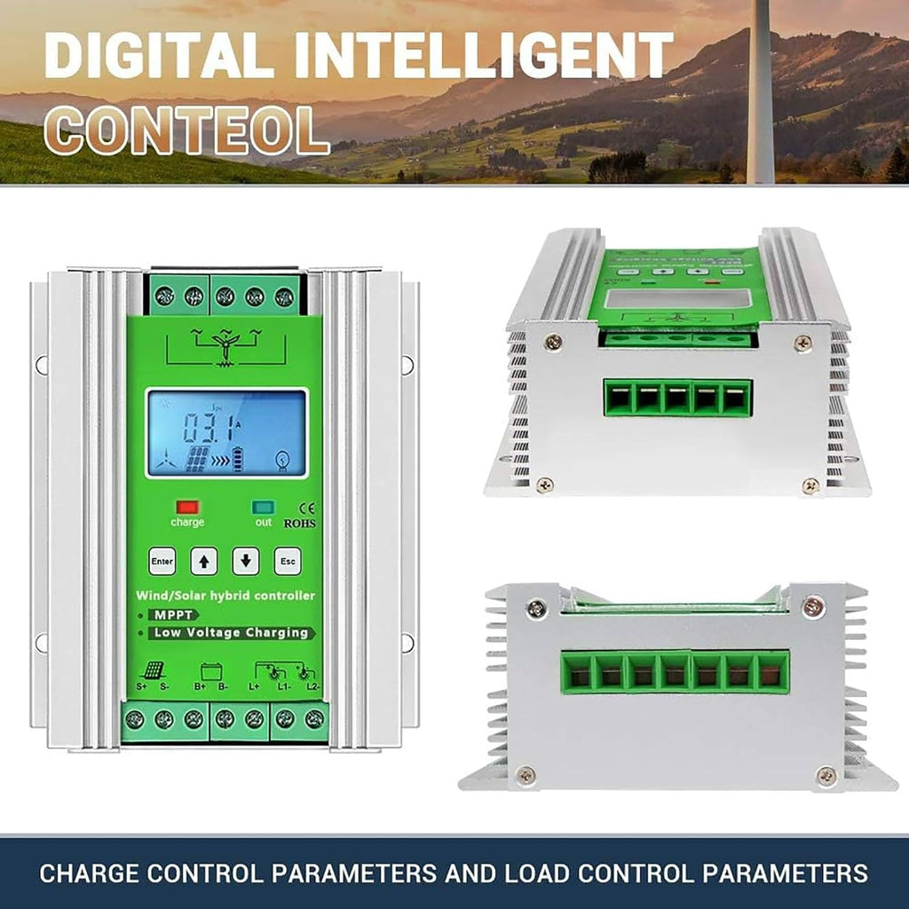 12V/24V/48V Battery Off Grid Wind Turbine Solar Hybrid MPPT Charge Boost Controller with Unloader,for Wind Generator Solar Panel System Controller 3000W