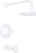 Delta Modern 14 Series Round Rain Bathtub and Shower Faucet Set, Rainfall Matte Black Shower Head and Handle Set, Valve Trim Kit, 10 Inch, Matte Black T14469-BL-PP (Valve Not Included)