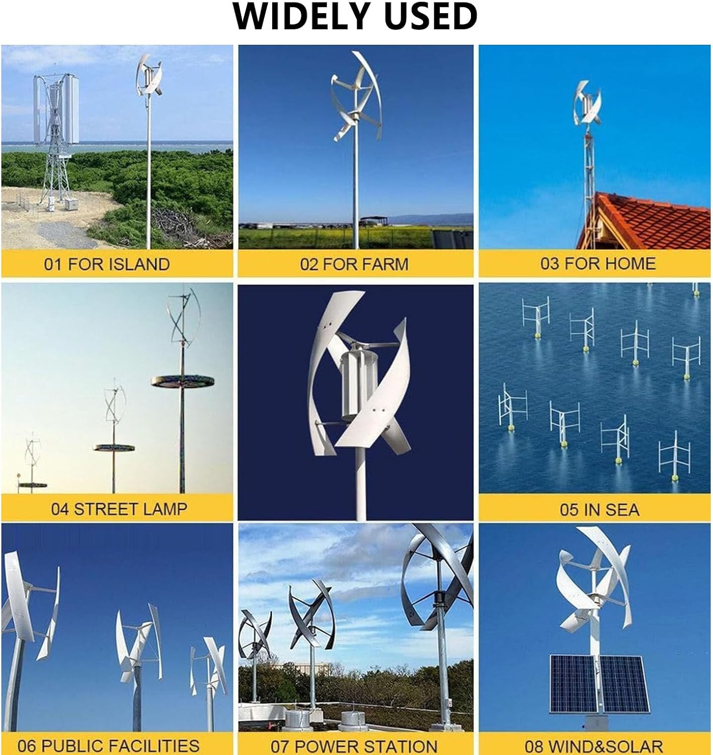 3000W DC Wind Turbine Generator Kit - 3-Blade Vertical Windmill for Home, RV & Marine - Efficient 24V Renewable Energy Solutions for Hybrid Solar Power Systems