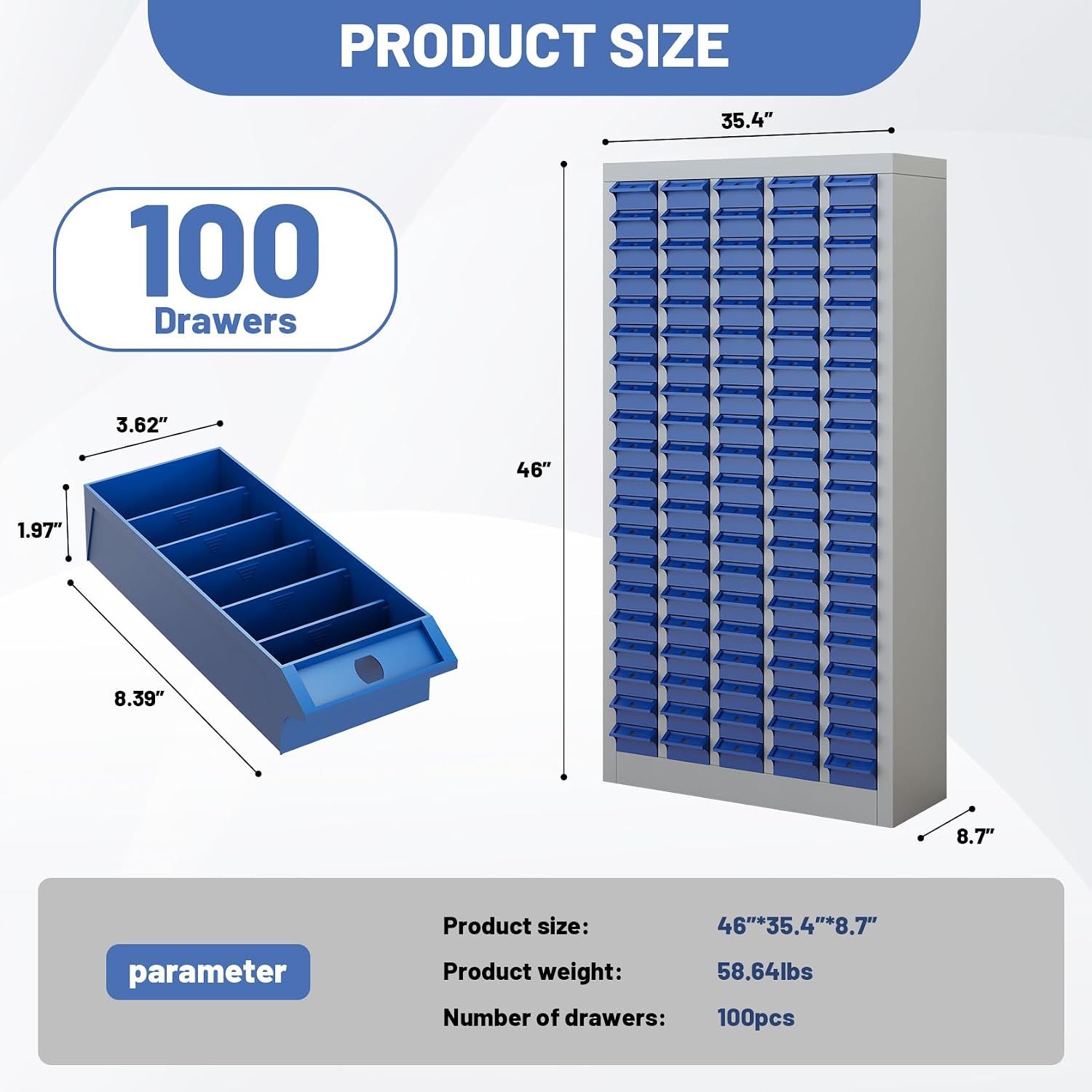 Part Cabinet with 100 Drawers Nuts Bolts Screw Nail Bins Tool Storage Cabinet Legos Drawer Benchtop Drawer for Garage Organization, Lego Storage, Teacher Toolbox, Makeup Organizer, Shop