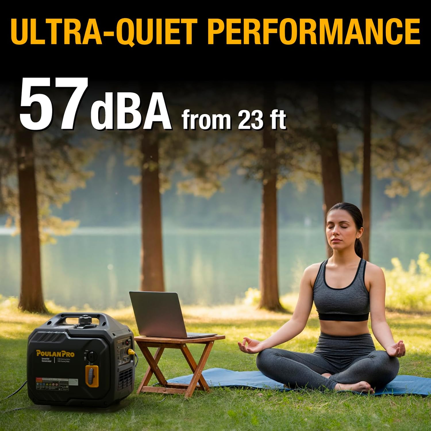 Poulan Pro 2300W Portable Inverter Generator, Quiet Gas Powered Generator for Home Backup, Camping & RV, with USB Ports, ECO Mode, Parallel Ready, CO Sensor, EPA Compliant